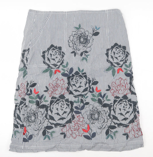 Mistral Womens Blue Floral Cotton Straight & Pencil Skirt Size 12 Zip