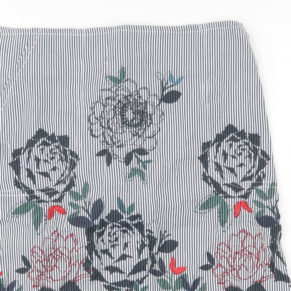 Mistral Womens Blue Floral Cotton Straight & Pencil Skirt Size 12 Zip