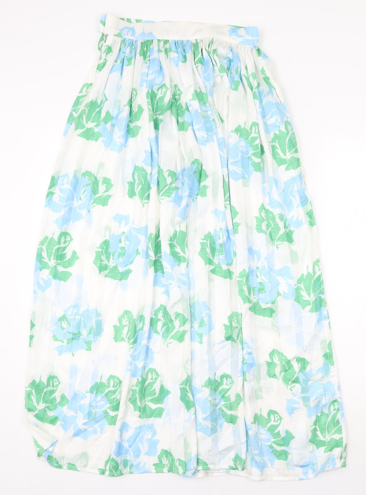 Preworn Womens White Floral Polyester Peasant Skirt Size 28 in Zip