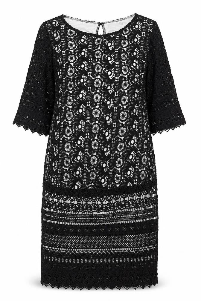 South Womens Black Cotton Sheath Size 12 Boat Neck Button