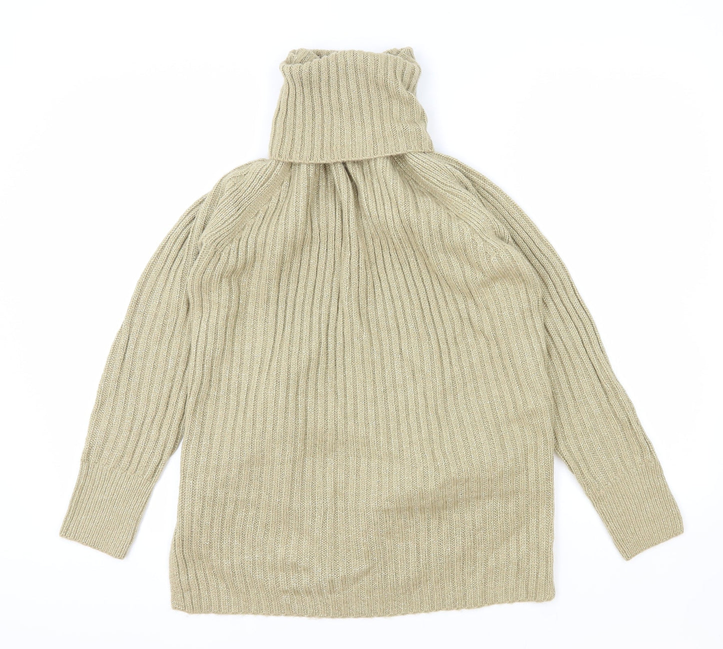Marks and Spencer Womens Beige Roll Neck Acrylic Pullover Jumper Size S