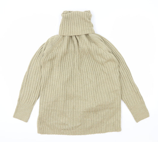 Marks and Spencer Womens Beige Roll Neck Acrylic Pullover Jumper Size S