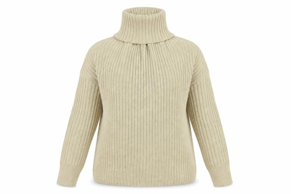 Marks & Spencer Womens Beige Roll Neck Acrylic Pullover Jumper Size S