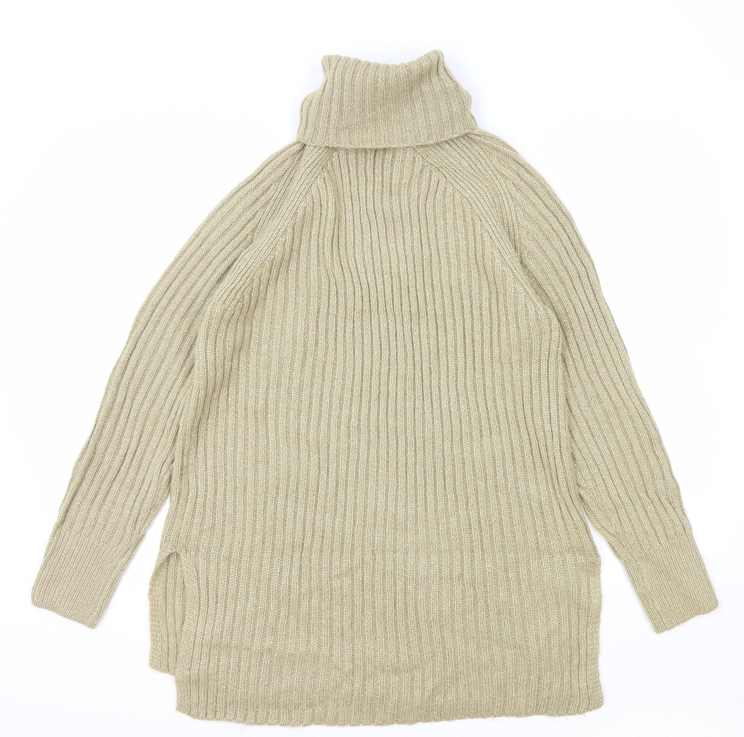 Marks and Spencer Womens Beige Roll Neck Acrylic Pullover Jumper Size S