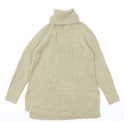 Marks & Spencer Womens Beige Roll Neck Acrylic Pullover Jumper Size S