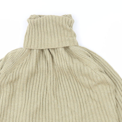 Marks & Spencer Womens Beige Roll Neck Acrylic Pullover Jumper Size S