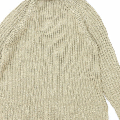 Marks & Spencer Womens Beige Roll Neck Acrylic Pullover Jumper Size S
