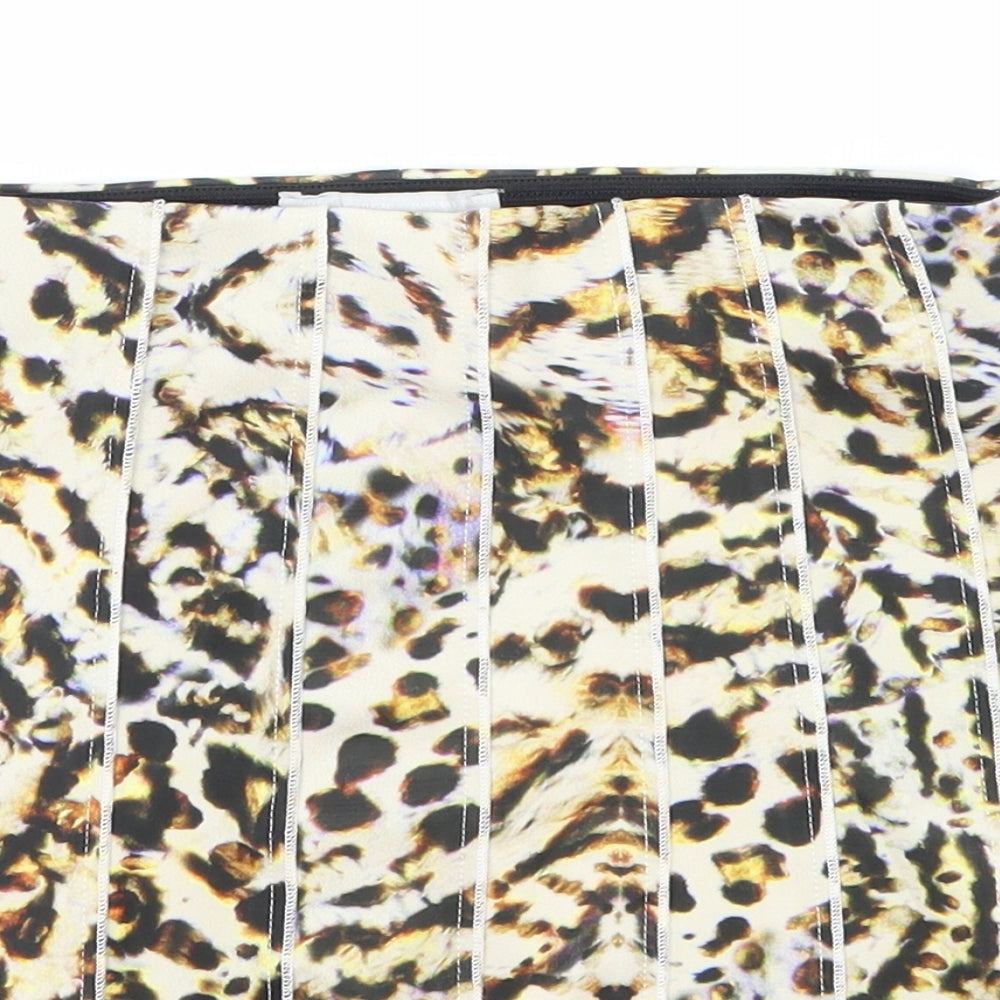 Zara Womens Multicoloured Animal Print Polyester Mini Skirt Size 4 - Leopard Print