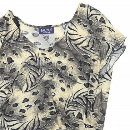 Saloos Womens Multicoloured Animal Print Polyester Basic Blouse Size M V-Neck - Leopard Print Side Tie Ruched