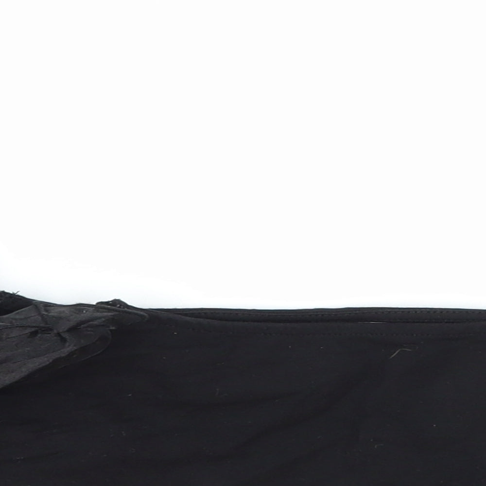 Topshop Womens Black Cotton Cropped Blouse Size 8 Square Neck - Puff Sleeve