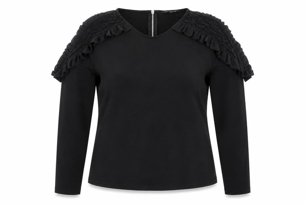New Look Womens Black Polyester Basic Blouse Size 12 Scoop Neck