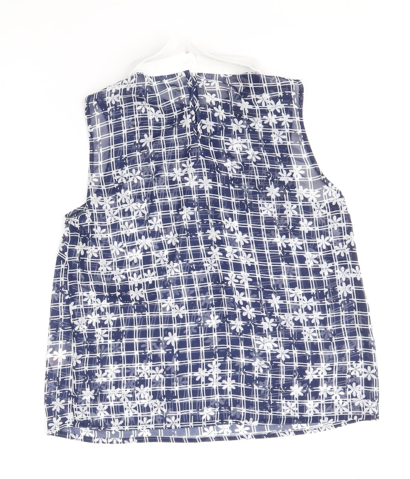 Atmosphere Womens Blue Geometric Polyester Basic Blouse Size 10 Collared