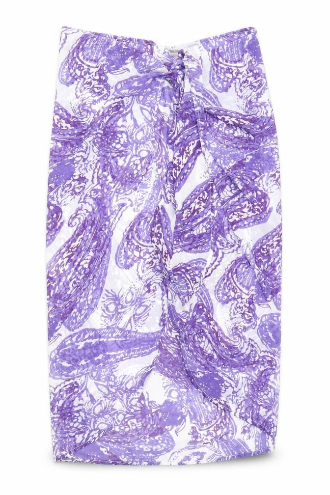 Nightingales Womens Purple Geometric Polyester Straight & Pencil Skirt Size 10 Tie - Size 10-18