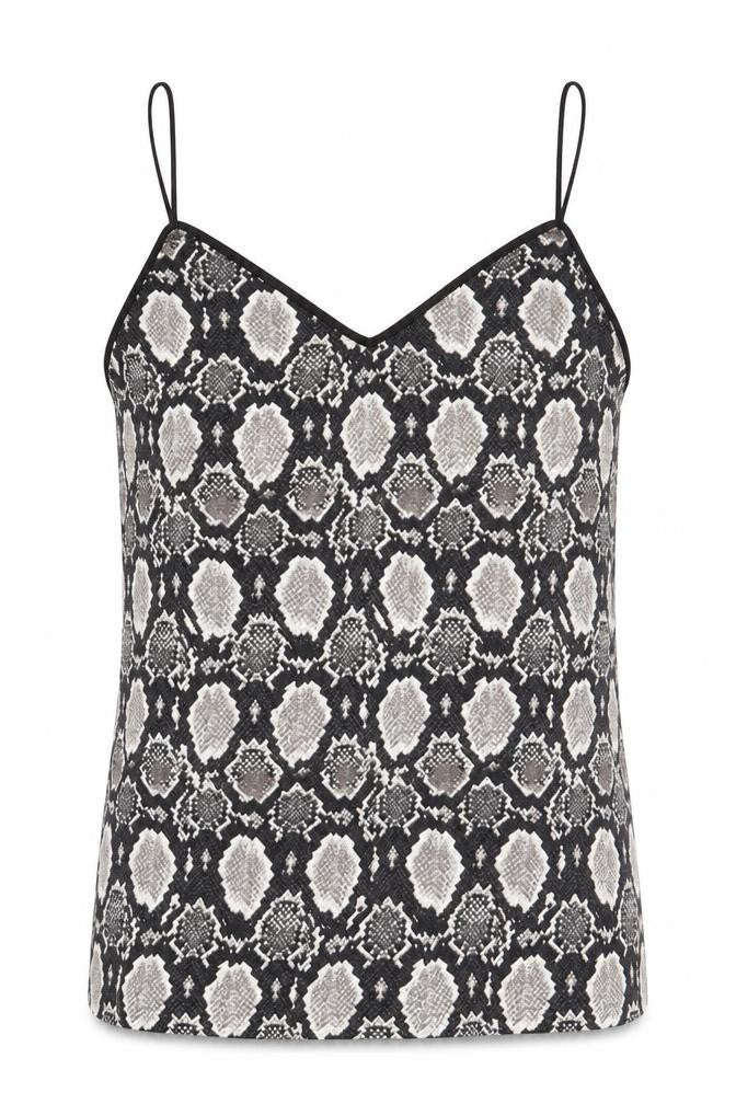 Topshop Womens Grey Animal Print Polyester Camisole Tank Size 8 V-Neck - Snake Skin Print
