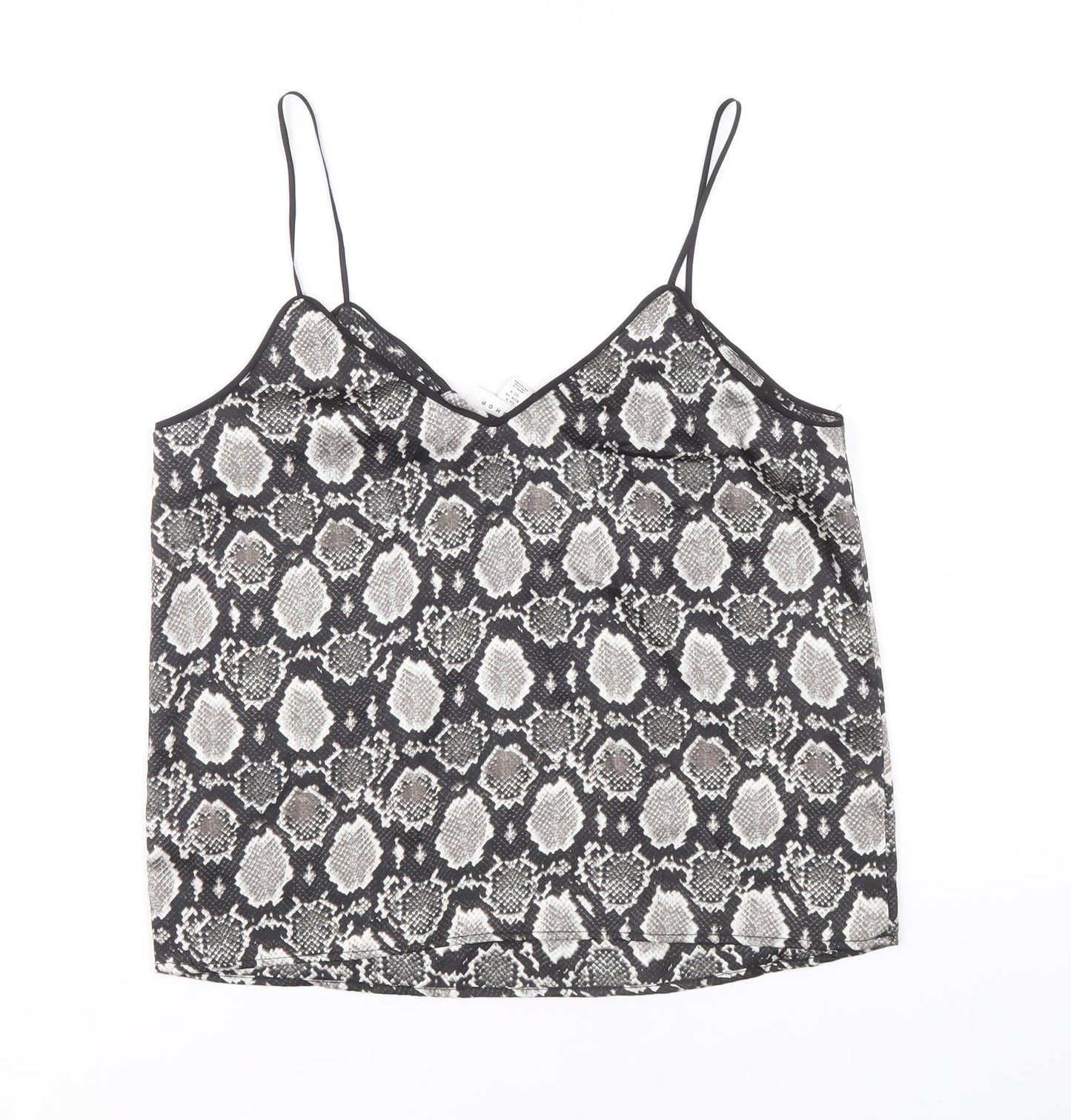 Topshop Womens Grey Animal Print Polyester Camisole Tank Size 8 V-Neck - Snake Skin Print