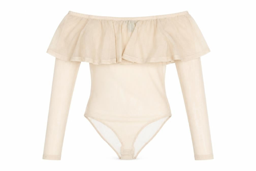 FOREVER 21 Womens Beige Polyester Bodysuit One-Piece Size S Snap