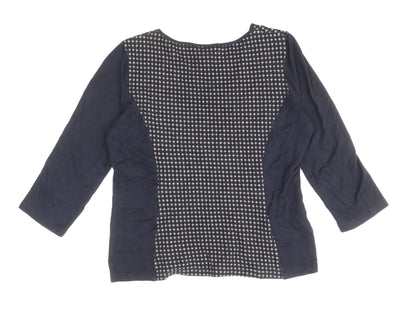 Country Casuals Womens Blue Geometric Cotton Basic Blouse Size L Scoop Neck