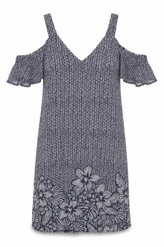 Papaya Womens Blue Floral Viscose A-Line Size 10 V-Neck Pullover
