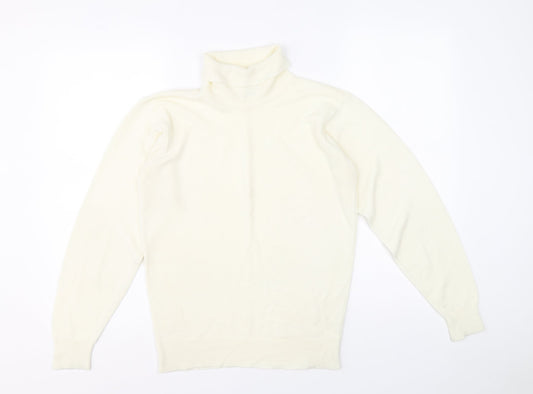 Czarina Womens Ivory Roll Neck Acrylic Pullover Jumper Size 12
