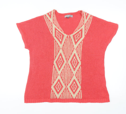 Cellbes Womens Red V-Neck Cotton Pullover Jumper Size 12