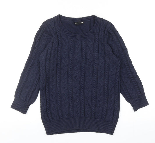 H&M Womens Blue Round Neck Polyamide Pullover Jumper Size XS