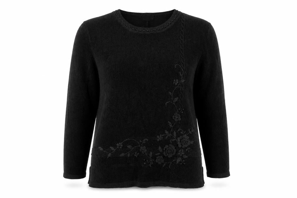 Nutshell Womens Black Round Neck Acrylic Pullover Jumper Size L