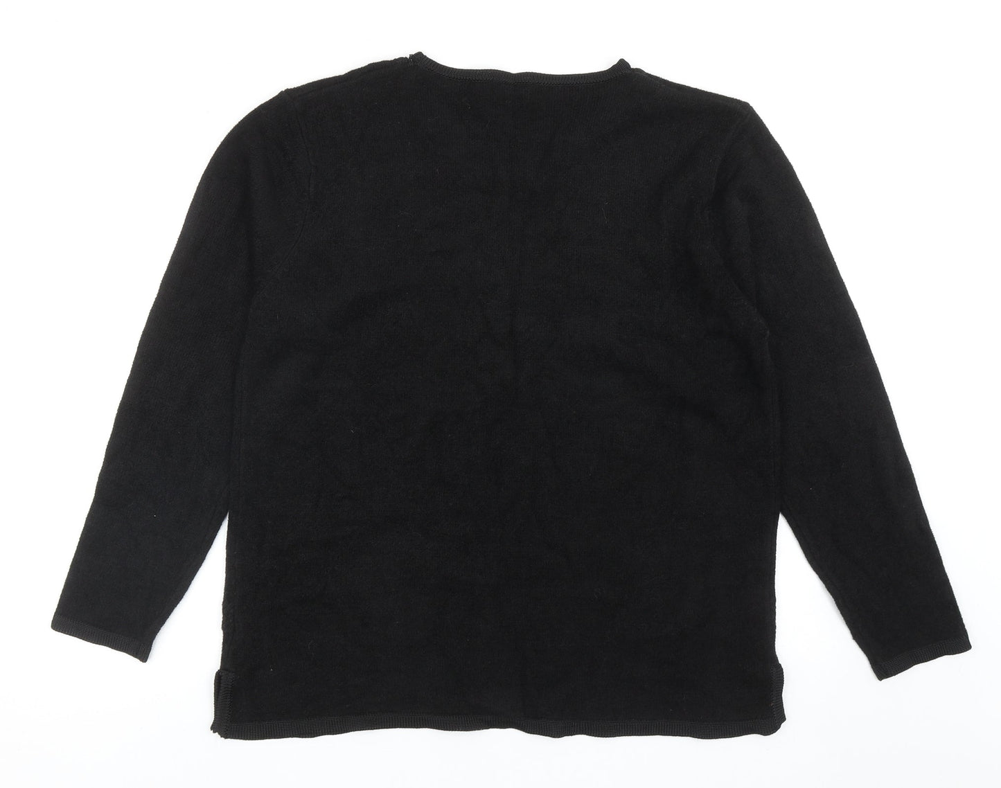 Nutshell Womens Black Round Neck Acrylic Pullover Jumper Size L