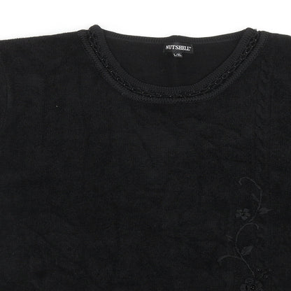 Nutshell Womens Black Round Neck Acrylic Pullover Jumper Size L