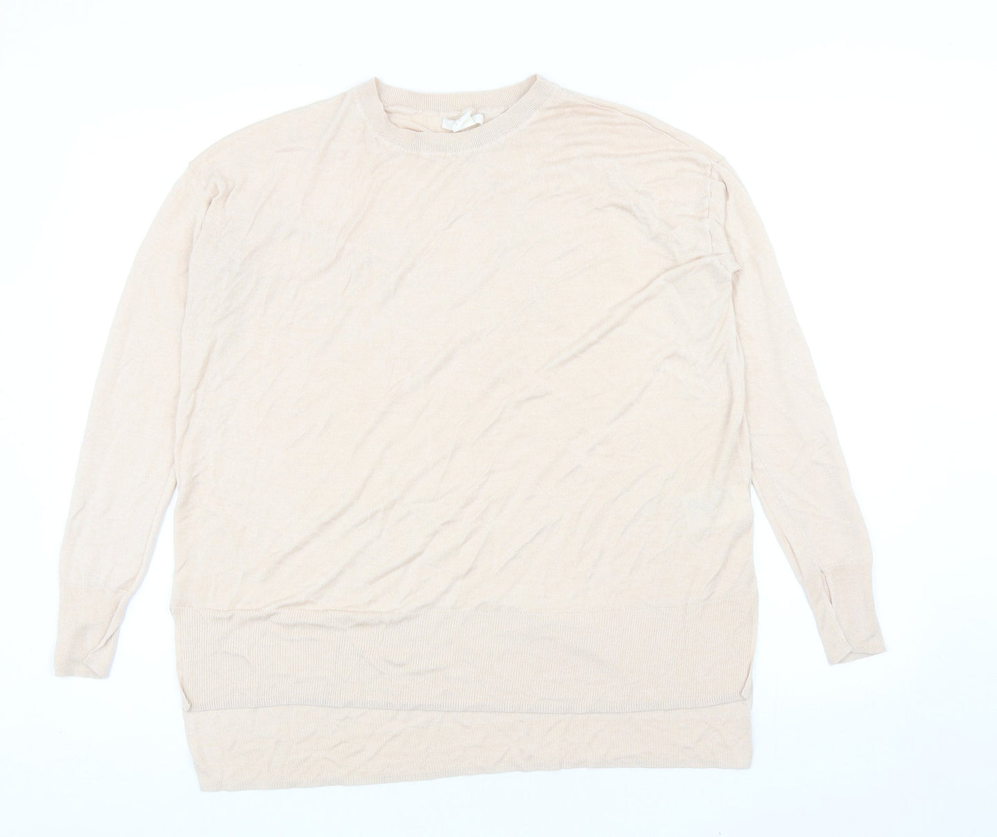 H&M Womens Pink Round Neck Acrylic Pullover Jumper Size M
