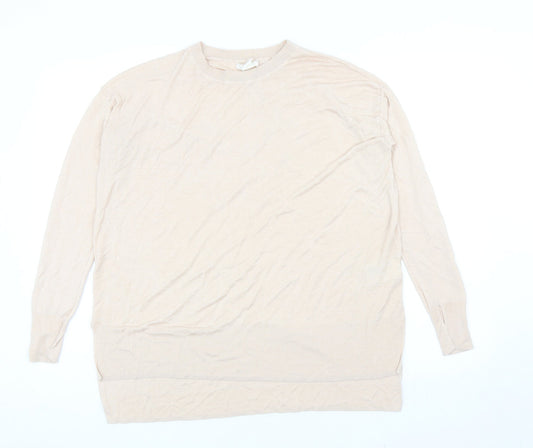 H&M Womens Pink Round Neck Acrylic Pullover Jumper Size M