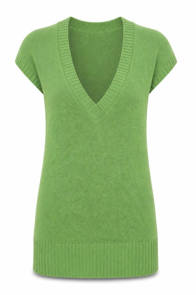 Topshop Womens Green V-Neck Acrylic Pullover Jumper Size 10