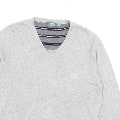 Matalan Mens Grey V-Neck Cotton Pullover Jumper Size S