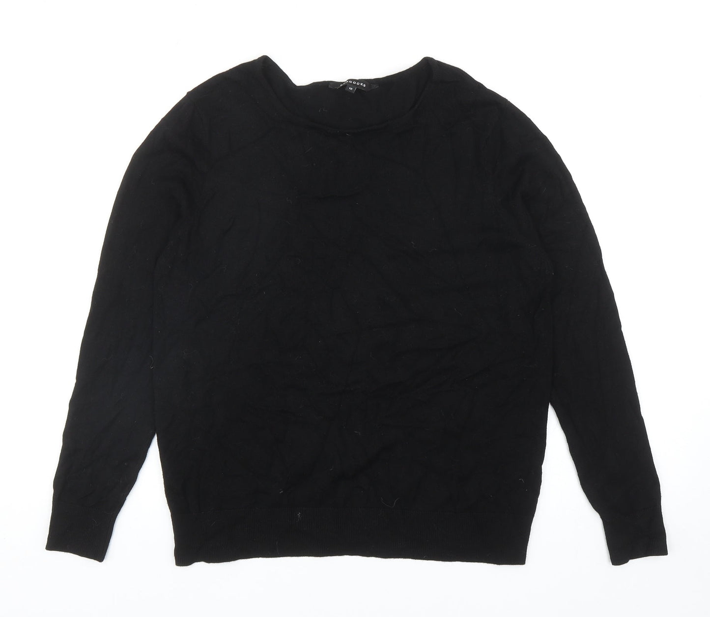 Peacocks Womens Black Round Neck Viscose Pullover Jumper Size 12
