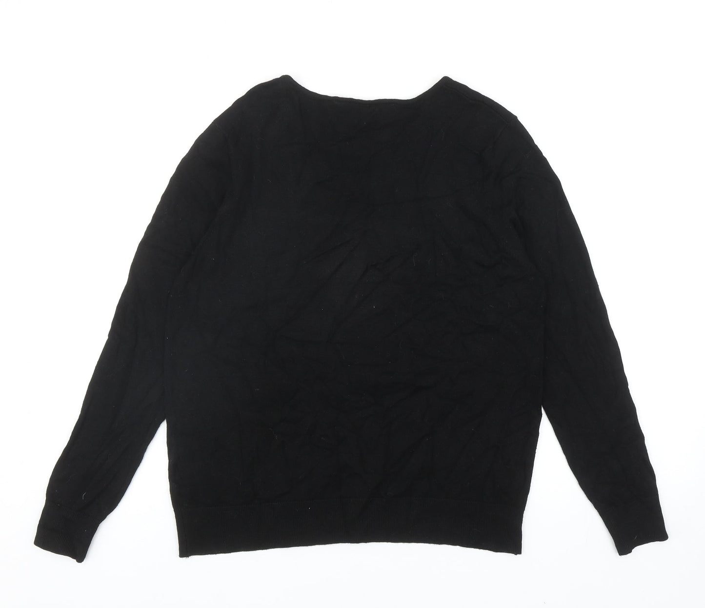 Peacocks Womens Black Round Neck Viscose Pullover Jumper Size 12