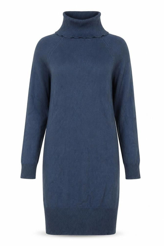 Peacocks Womens Blue Acrylic Jumper Dress Size 8 Roll Neck Pullover
