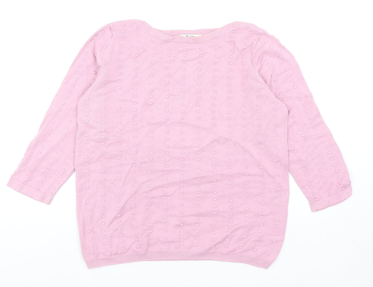 TU Womens Pink Boat Neck Geometric Cotton Pullover Jumper Size 12