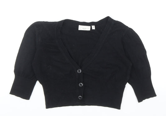 New Look Womens Black V-Neck Cotton Cardigan Jumper Size 6