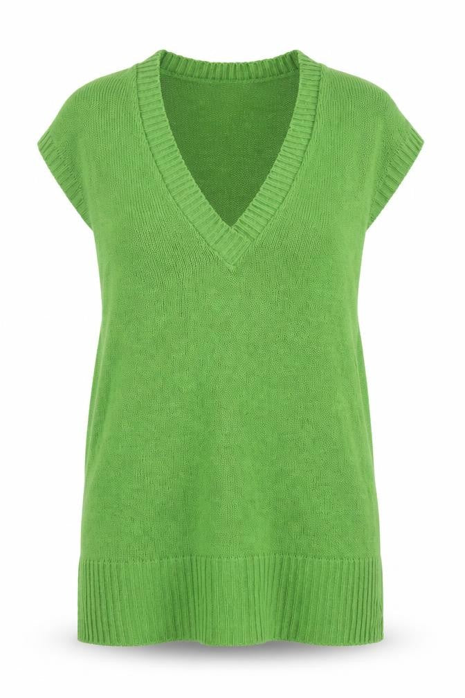 Topshop Womens Green V-Neck Acrylic Pullover Jumper Size 10