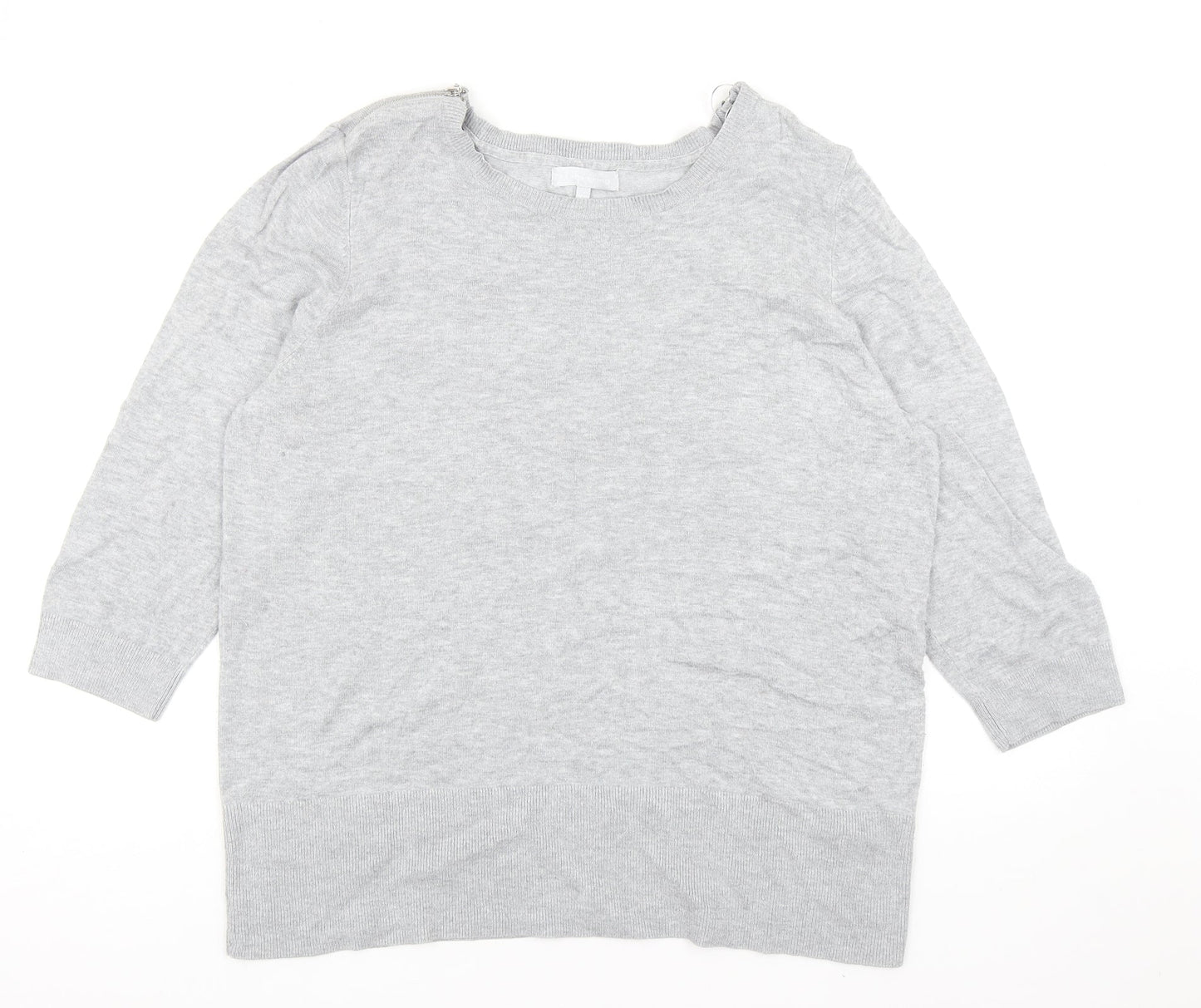 Red Herring Womens Grey Scoop Neck Viscose Pullover Jumper Size 20