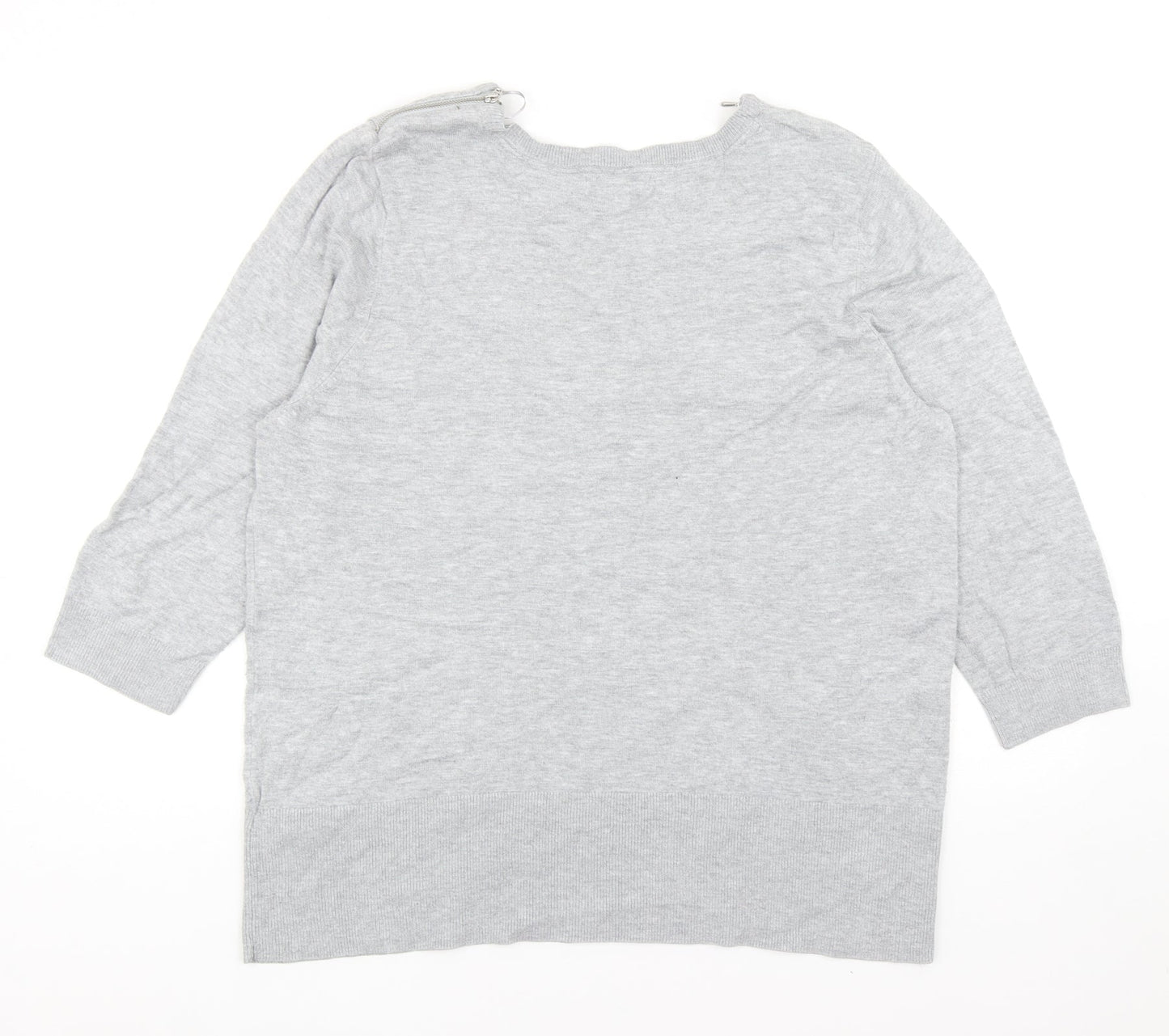 Red Herring Womens Grey Scoop Neck Viscose Pullover Jumper Size 20