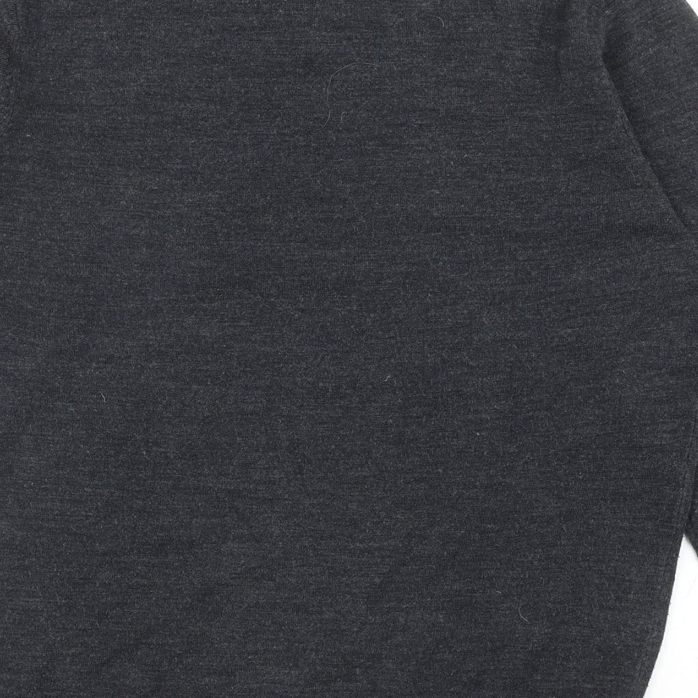 Debenhams Mens Grey V-Neck Acrylic Pullover Jumper Size S