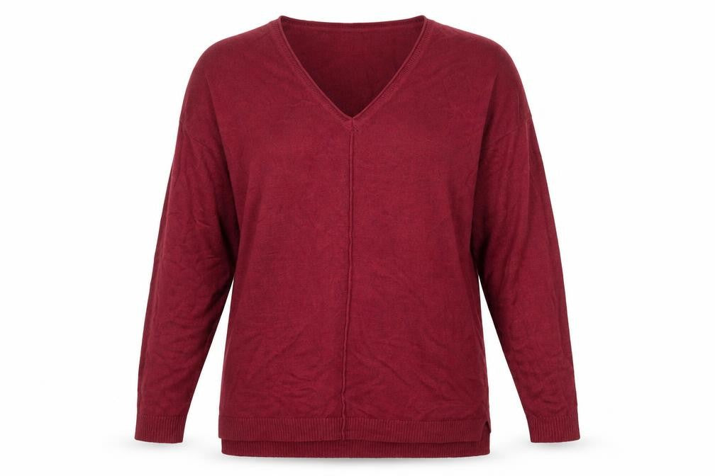 Studio Womens Red V-Neck Acrylic Pullover Jumper Size 12
