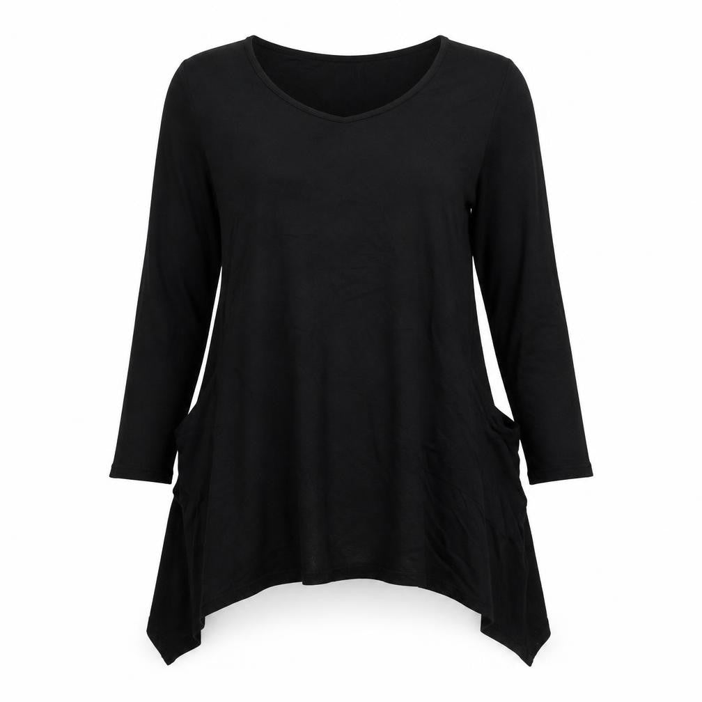 Marks & Spencer Womens Black Viscose A-Line Size 14 Boat Neck Pullover