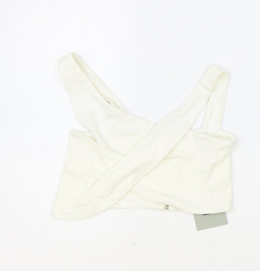 ASOS Womens Ivory Polyester Cropped Blouse Size 10 V-Neck