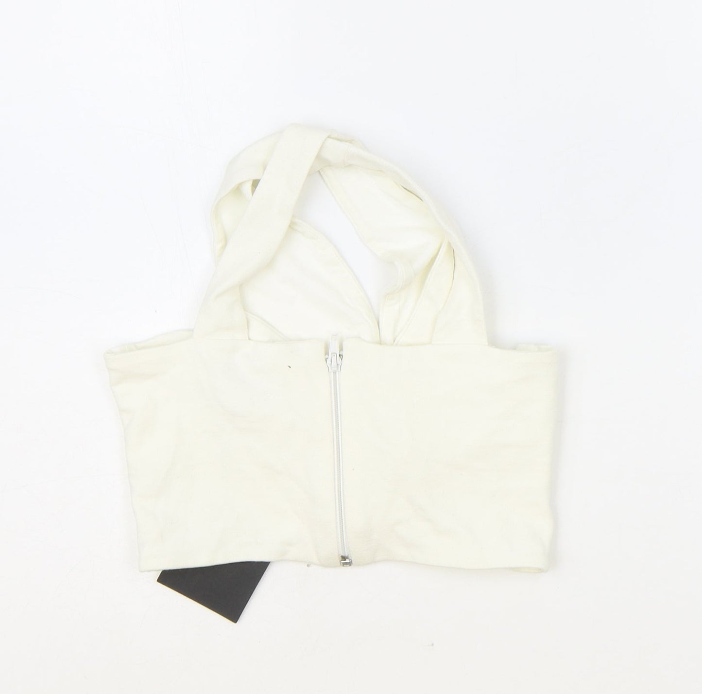 ASOS Womens Ivory Polyester Cropped Blouse Size 10 V-Neck