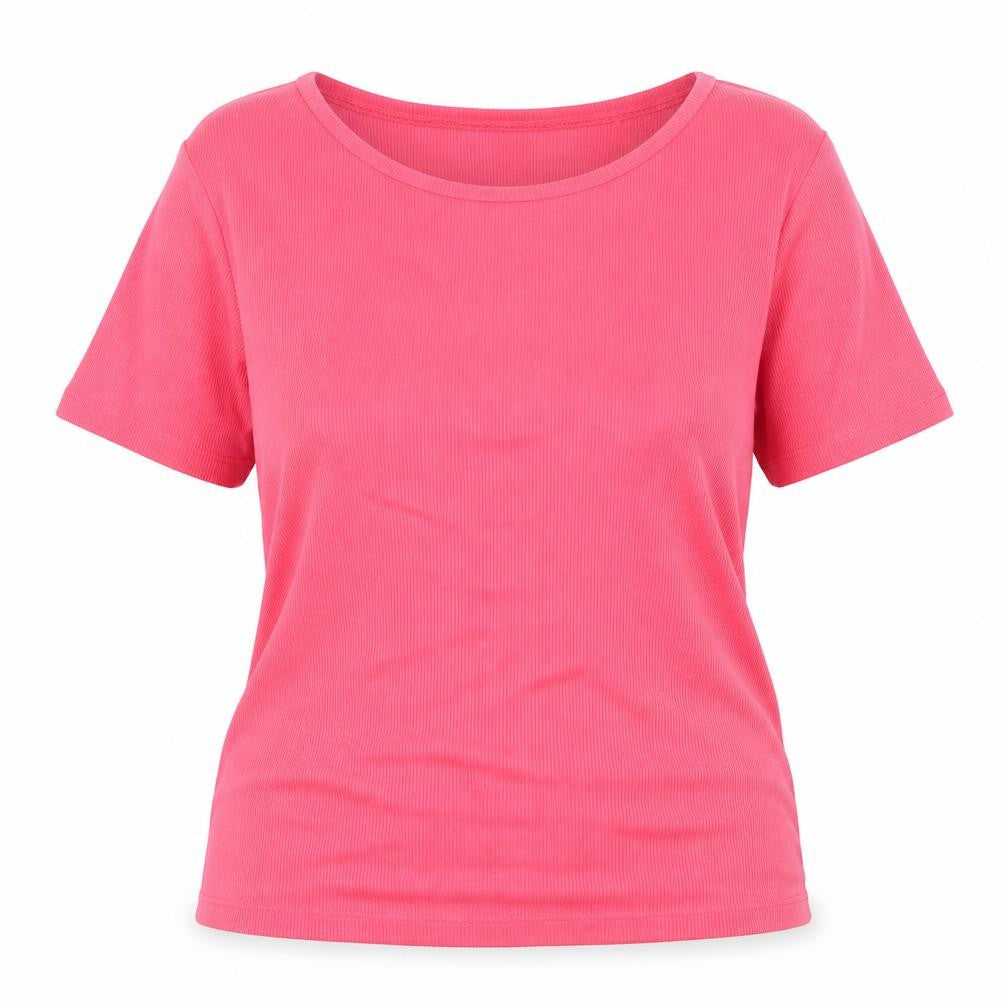Chicoree Womens Pink Cotton Basic T-Shirt Size 2XL Scoop Neck - Ribbed