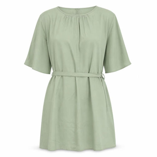 H&M Womens Green Polyester A-Line Size L Boat Neck Button