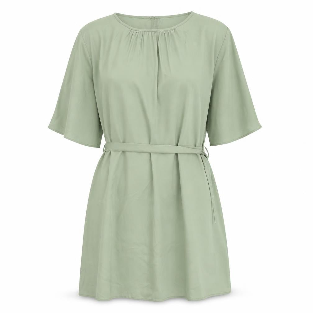 H&M Womens Green Polyester A-Line Size L Boat Neck Button