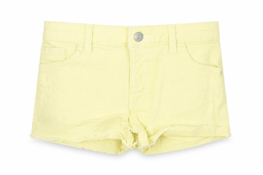 Denim & Co. Girls Yellow Cotton Hot Pants Shorts Size 4-5 Years Regular Zip