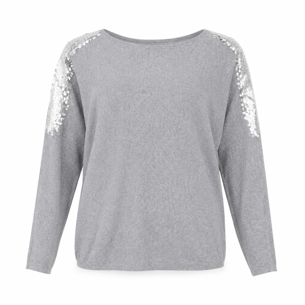 Lilah Rose Womens Grey Round Neck Polyester Pullover Jumper One Size